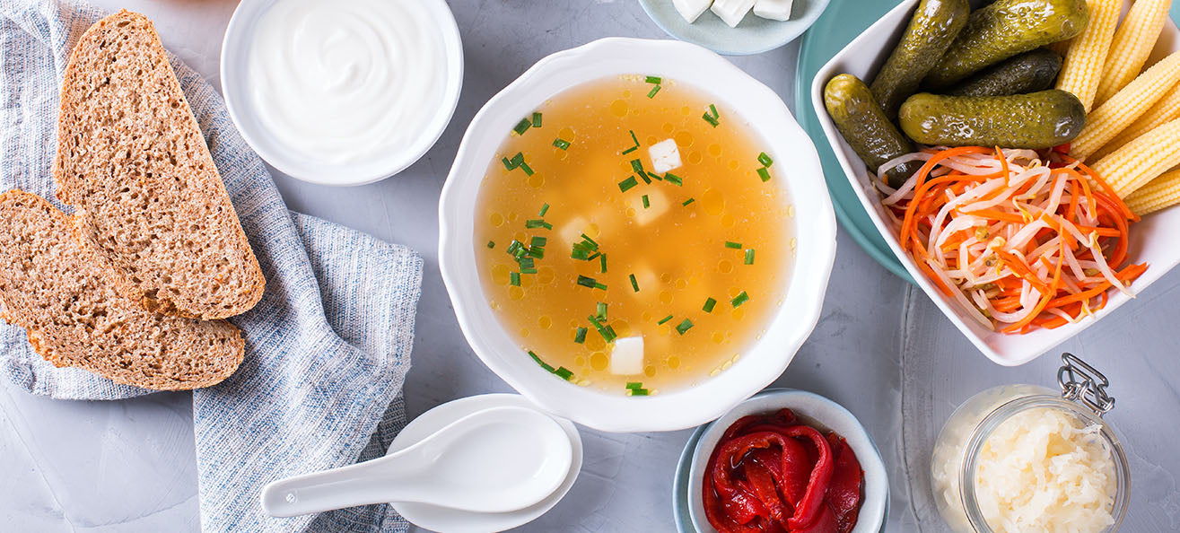 Gut Helpers Food: Bread, yogurt and soup.