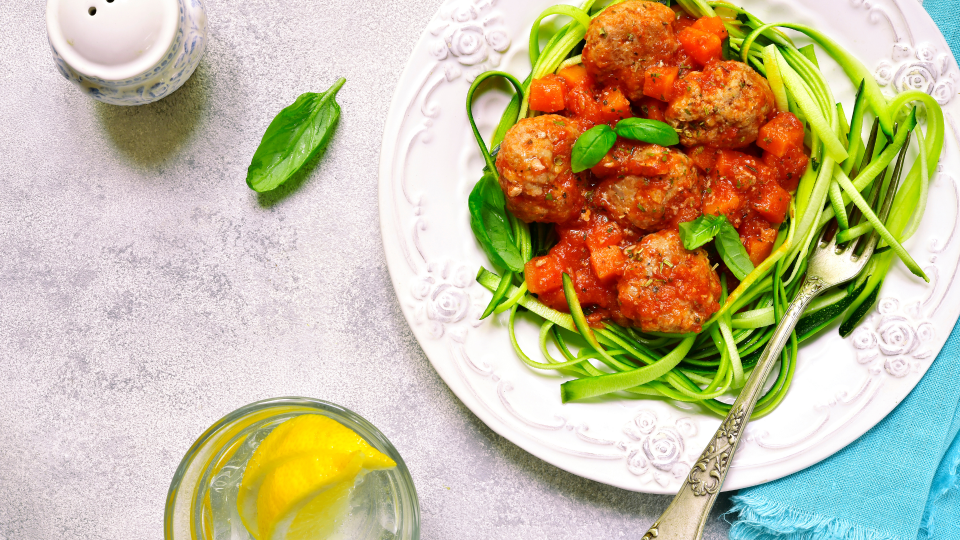 Meatballs with Zucchini Noodle Spaghetti